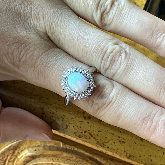Natural Ethiopian Opal Sterling Silver Ring Size 9.75 - Picture 4 of 9
